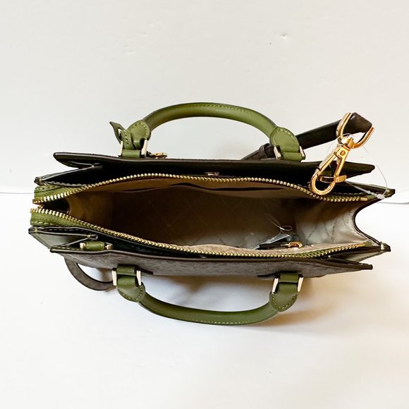 Michael Kors Hope Medium Satchel Shoulder Crossbody Bag MK Brown Evergreen - Picture 7 of 9